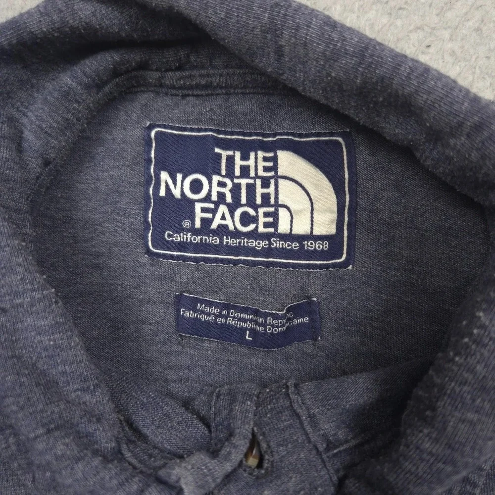 The North Face Polo Shirt Mens Large Gray Slub Knit Pocket Casual Outdoor